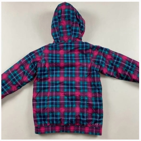 Burton Twist Bomber Jacket Girl’s XL US 18 Ski Snowboard Pink and Blue Plaid - Picture 2 of 8